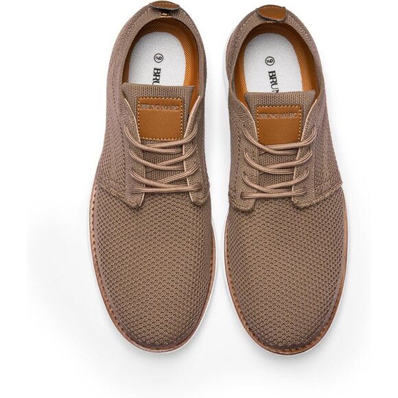 🆕Bruno Marc Men Light/Brown Knit Flex Mesh Oxfords Lace-Up Lightweight Sneakers - Picture 8 of 12